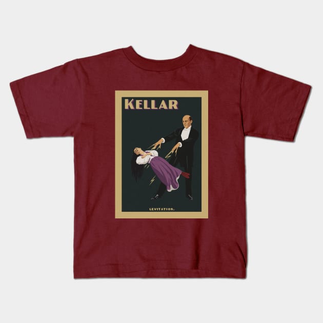 Harry Kellar Levitation Kids T-Shirt by lvuorenvirta